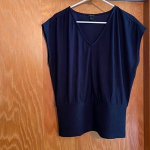 Ann Taylor Factory navy blue, poly/spandex blend, sleeveless shirt.